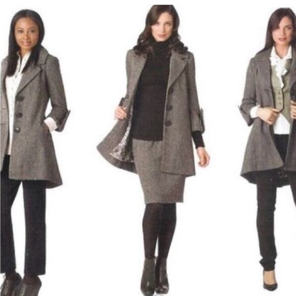 Cabi Shakespeare Swing Tweed Long A-line Jacket 3 Button Dark Women’s Size 4 - Picture 14 of 14
